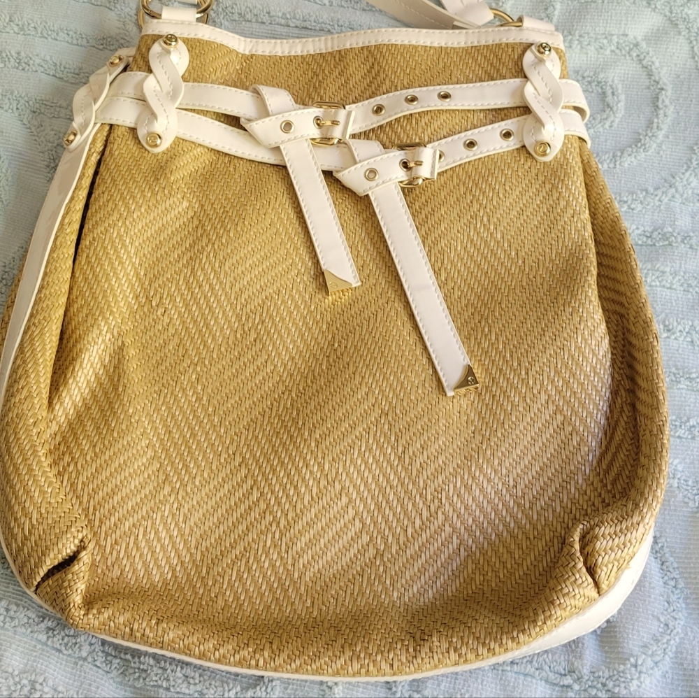 FRANCESCO BIASIA Sand/White WOVEN Lillian BAG